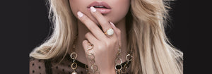 Woman wearing golden ring