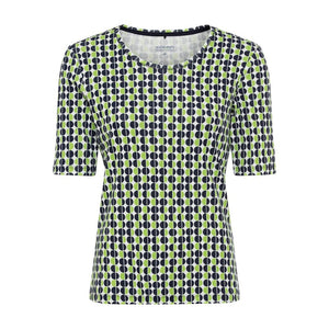 Olsen Dotted Pattern Jersey Top Green