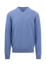 Load image into Gallery viewer, Fynch Hatton Classic V-Neck Cotton Sweater Blue
