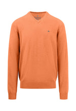Load image into Gallery viewer, Fynch Hatton Classic V-Neck Cotton Sweater Papaya
