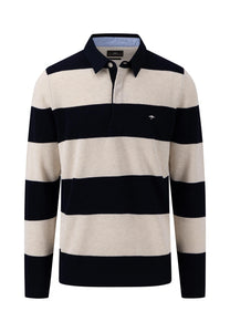 Fynch Hatton Knitted Cotton Rugby Top Navy Stripe