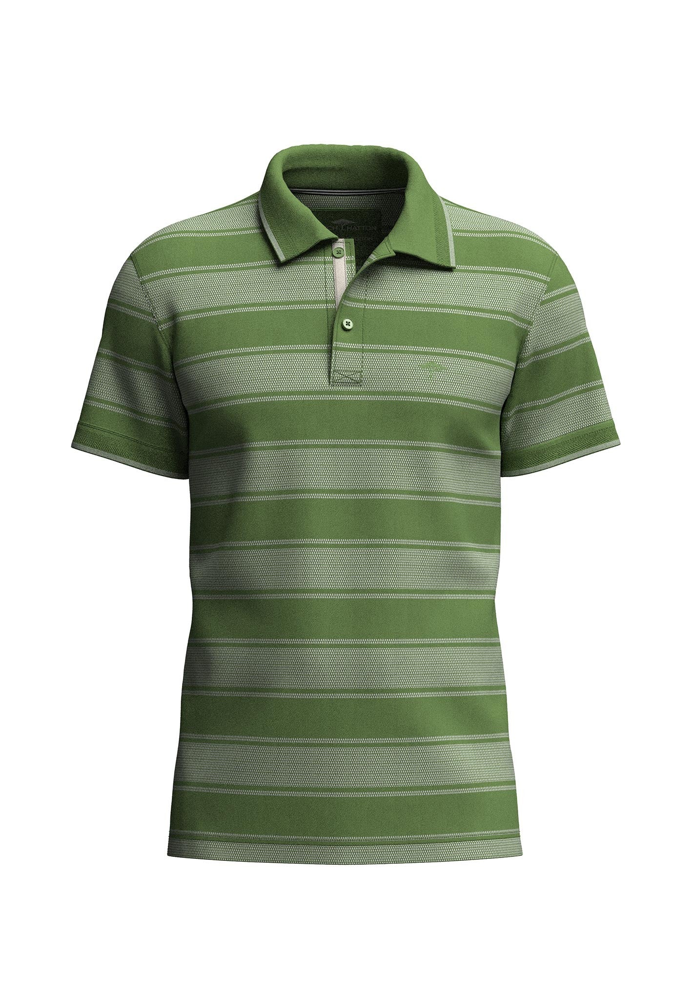 Fynch Hatton Two Tone Wide Stripe Polo Shirt Green