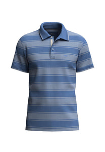 Fynch Hatton Two Tone Wide Stripe Polo Shirt Blue
