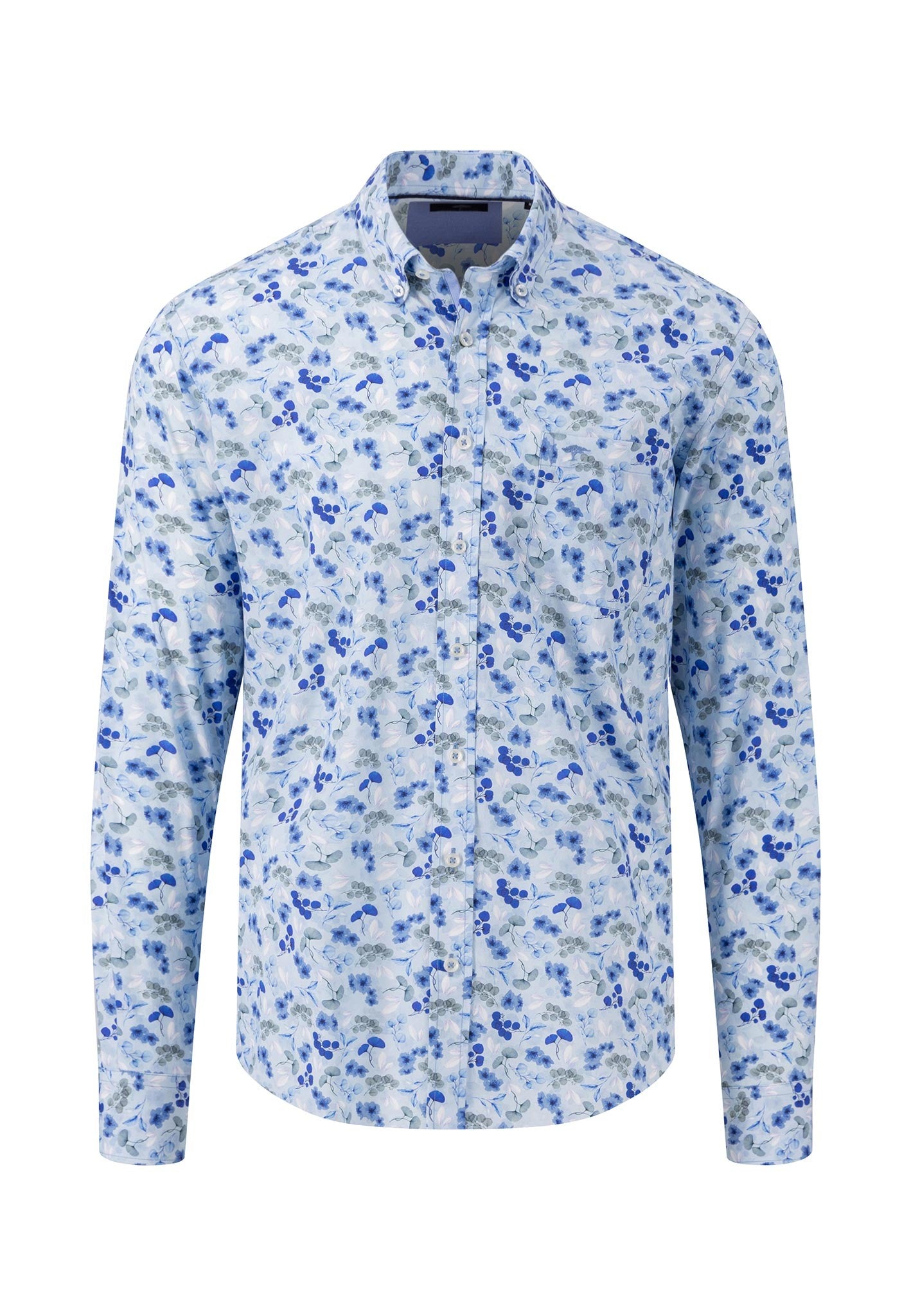Fynch Hatton Premium Cotton Summer Prints Shirt Blue