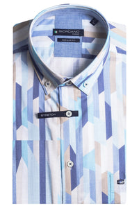 Giordano Short Sleeve Shirt Rectangle Print Sky