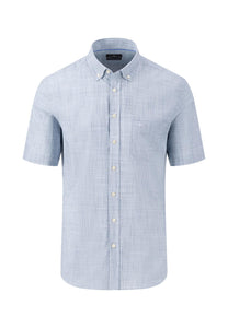 Fynch Hatton Superfine Cotton Short Sleeve Shirt Blue