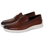 Load image into Gallery viewer, John White Tan Cruise Leather Loafer Shoes
