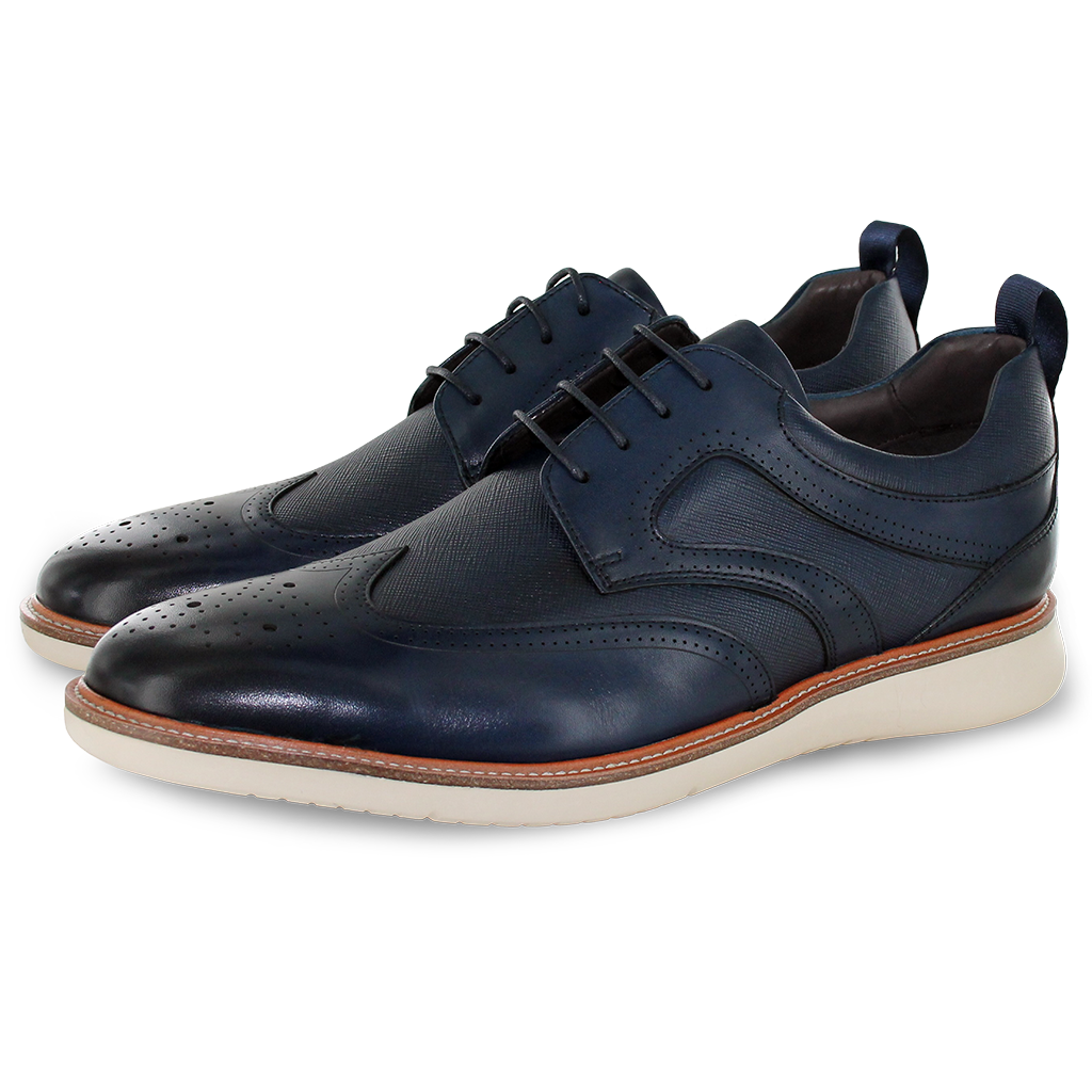 John White Navy Casual Derby Shoes