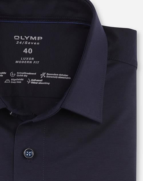 Olymp Luxor  24/Seven Short Sleeve Shirt Navy