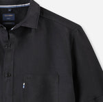 Load image into Gallery viewer, Olymp Regular Fit Linen Short Sleeve Shirt Black
