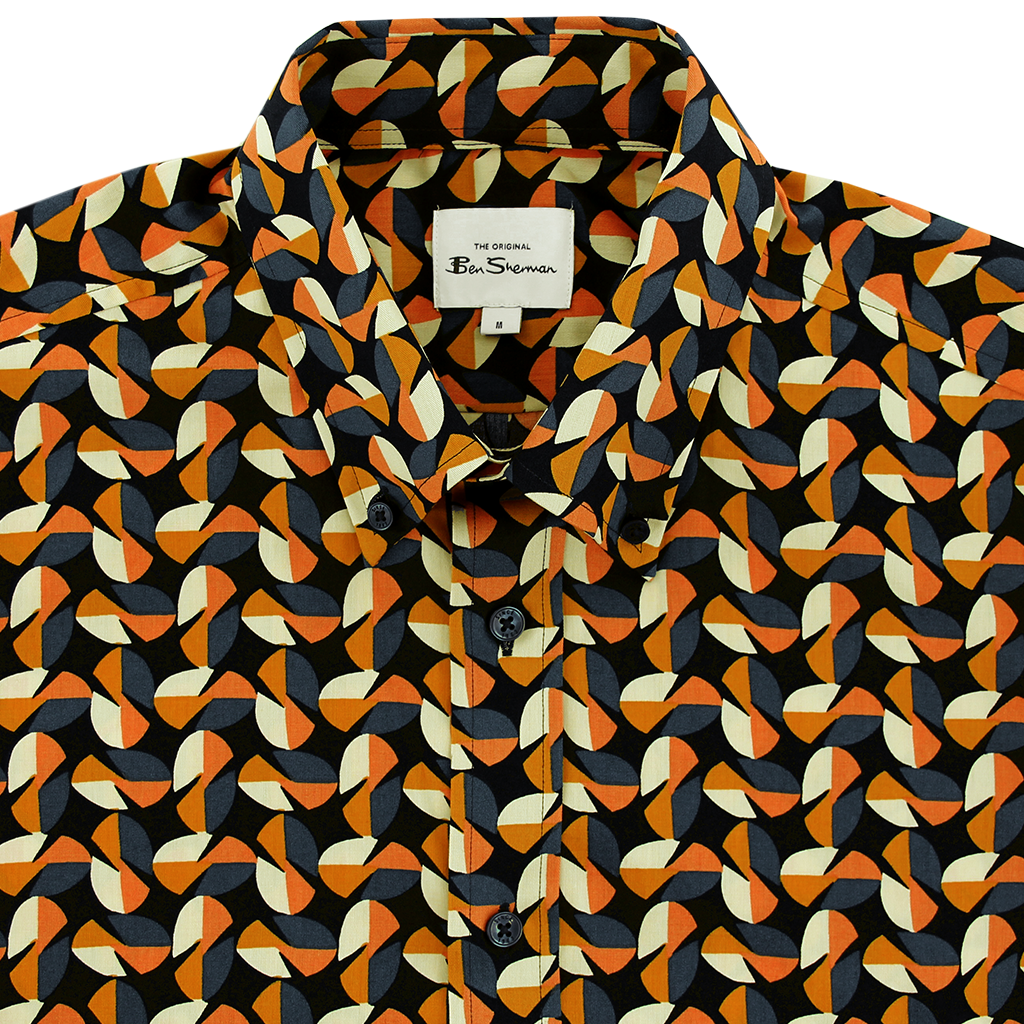 Ben Sherman Bauhaus Geo Print Short Sleeve Shirt Midnight