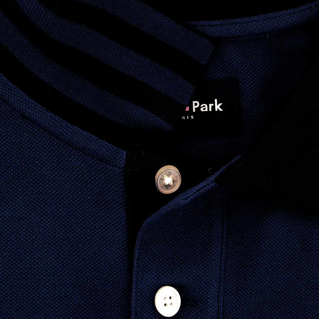 Eden Park Contrast Collar Polo Shirt Blue