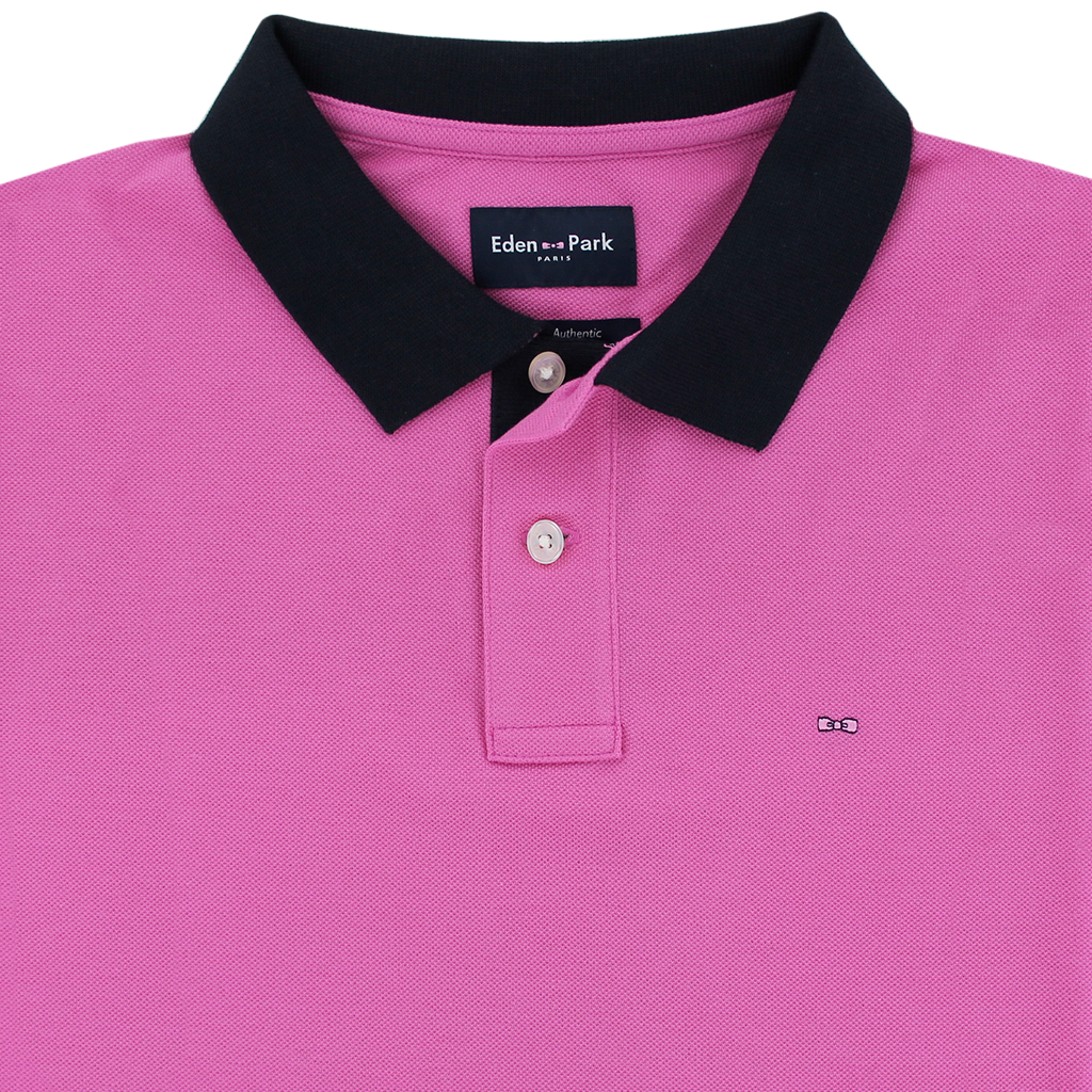 Eden Park Contrast Collar Polo Shirt Pink