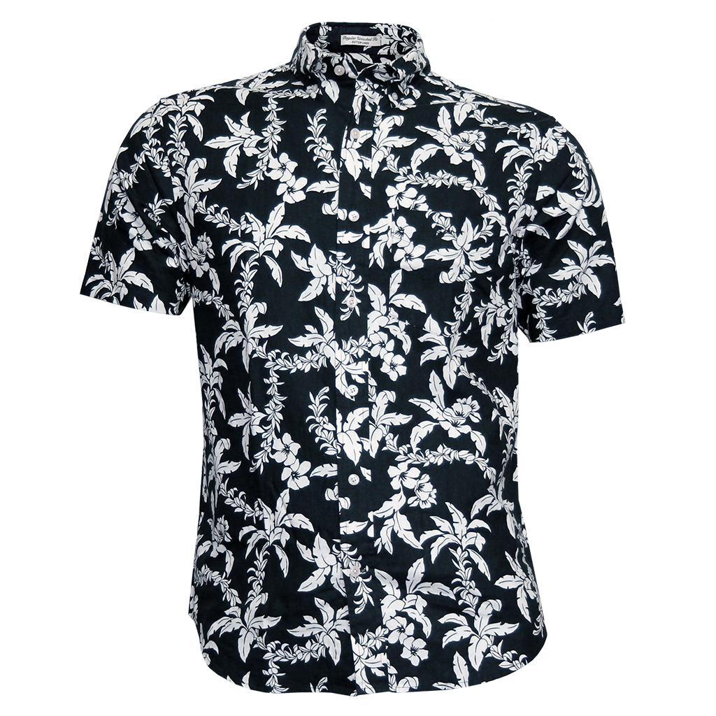 Gant Cotton Linen Palm Short Sleeve Shirt Navy