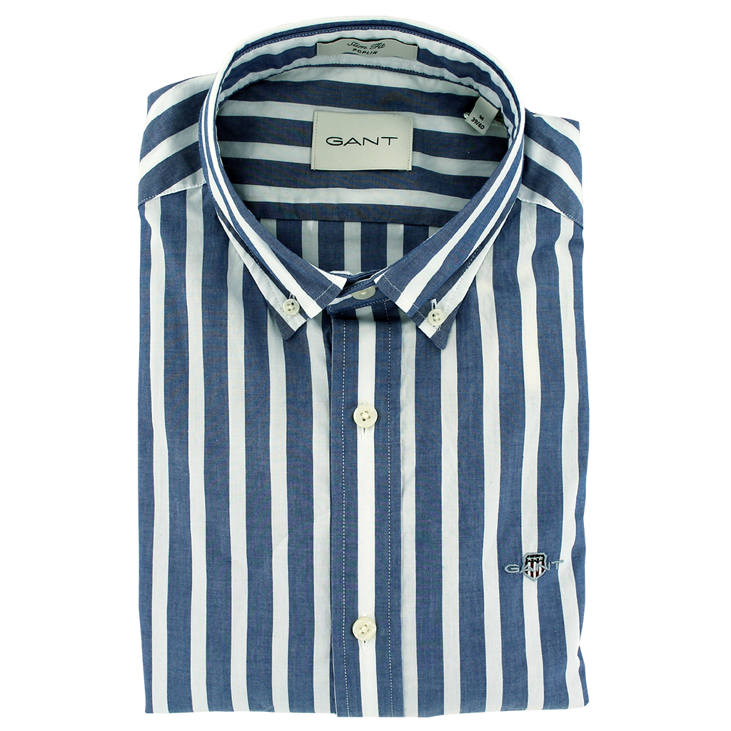 Gant Slim Wide Stripe Shirt Blue