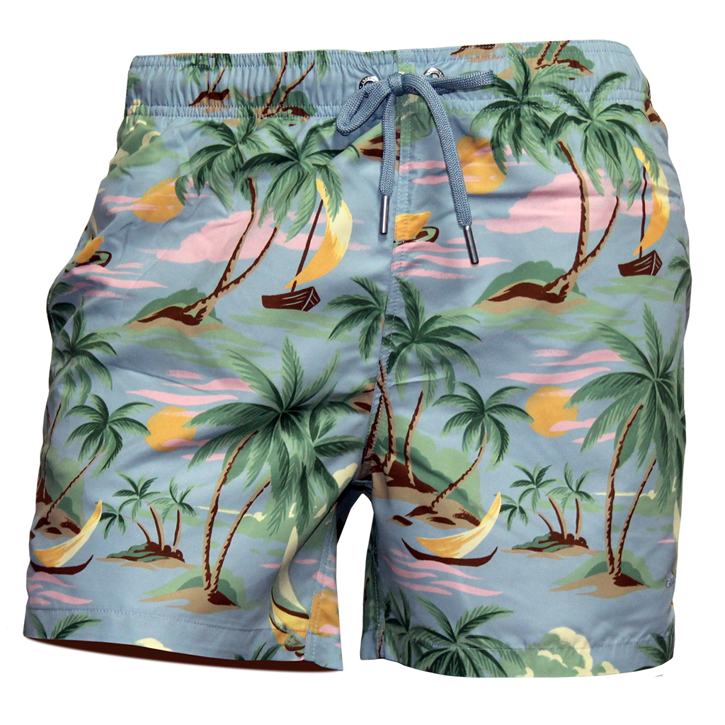 Gant Hawaiian Print Swim Shorts Blue