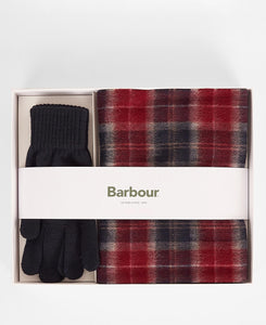 Barbour Tartan Scarf & Glove Gift Set Red