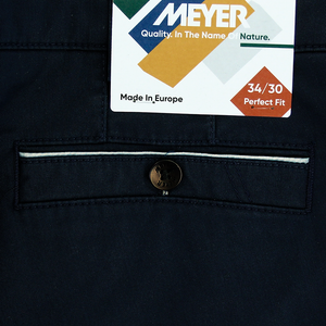 Meyer Contrast Trim New York Trouser Navy Short Leg