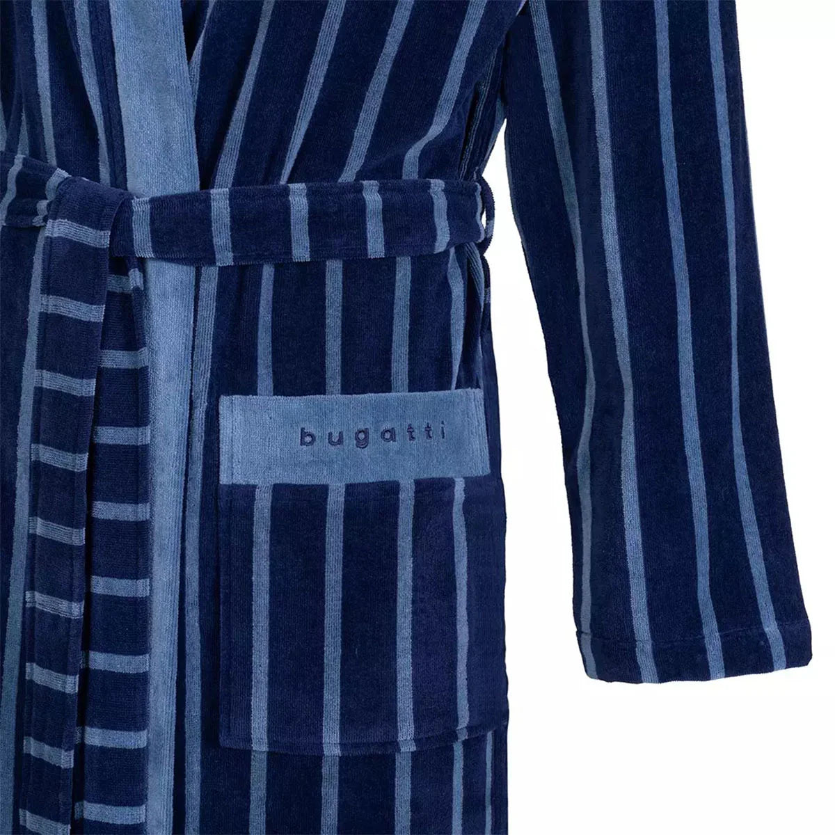 Bugatti Antonio Navy Blue Striped Dressing Gown Claytons Quality Clothing