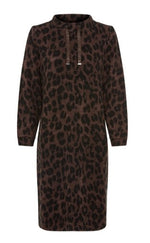 Load image into Gallery viewer, Brown Animal Print Jersey Dress