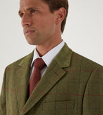 Load image into Gallery viewer, Skopes Oswin Herringbone Overcoat Green Red Overcheck
