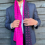 Load image into Gallery viewer, Navy & Pink Spot Bamboo Scarf