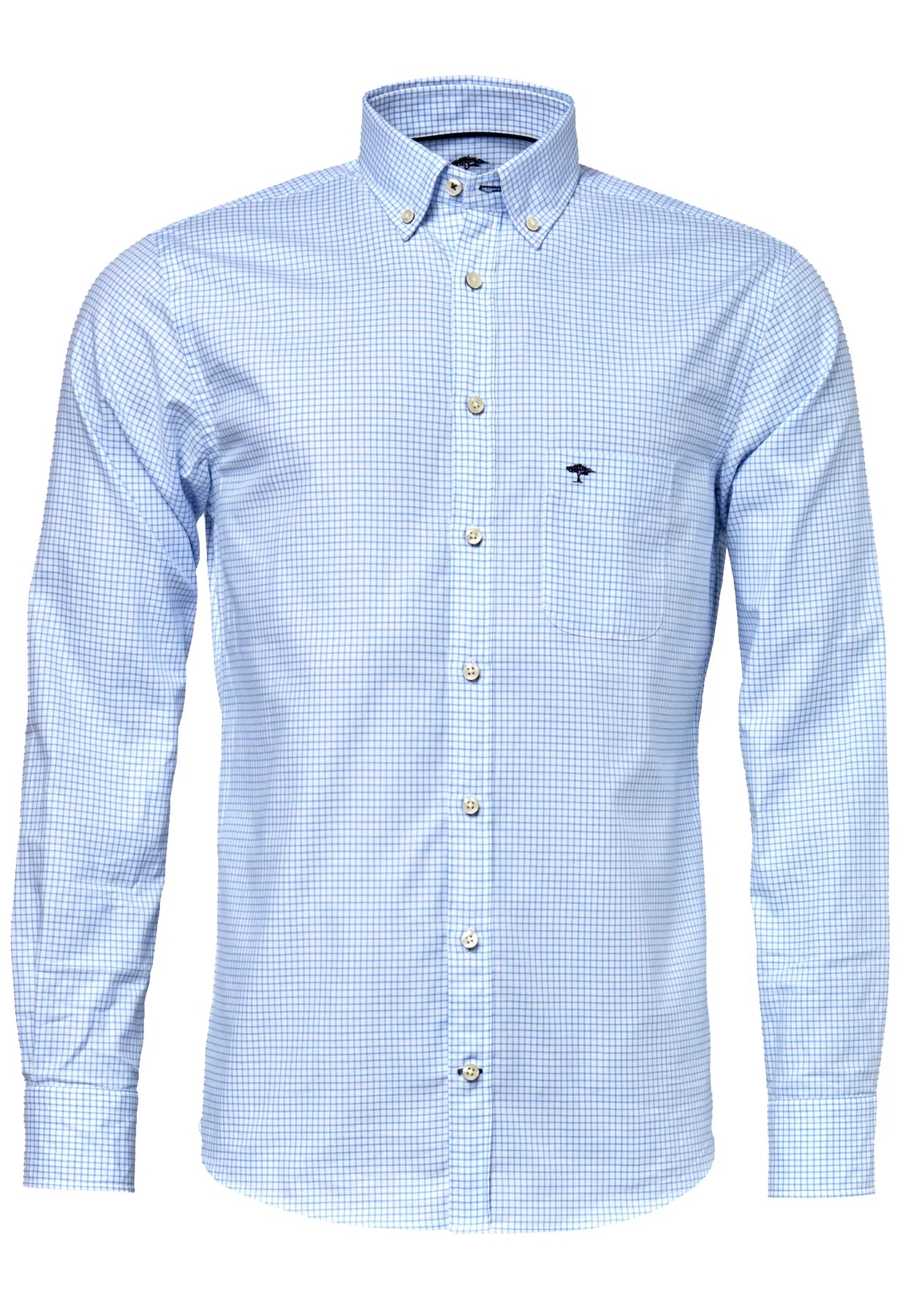 Fynch Hatton Sky Blue Check Oxford Shirt