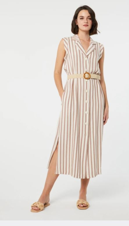 Paz Torras Sand Stripe Day Dress