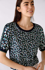 Load image into Gallery viewer, Oui Floral Navy T-Shirt
