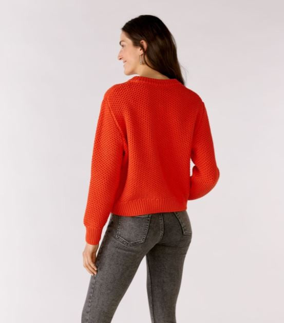 Oui Red Honeycomb Knit