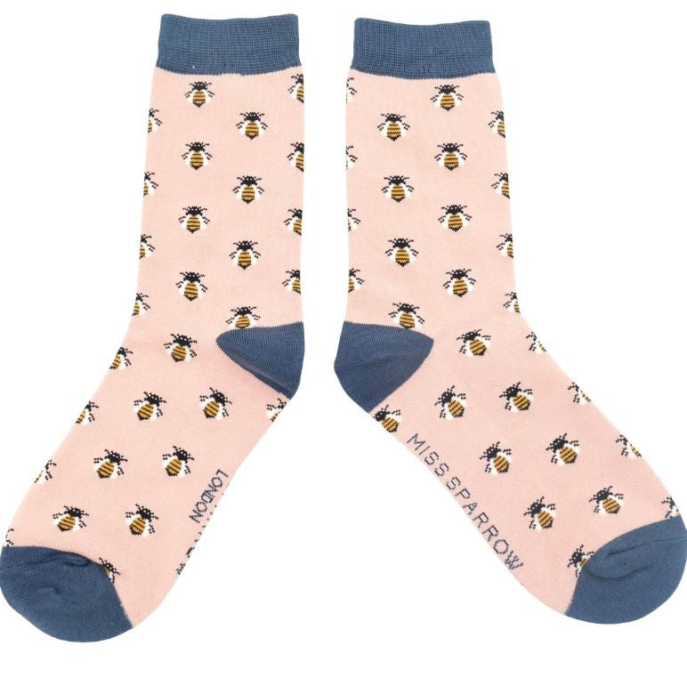 Miss Sparrow Bees Pink Socks