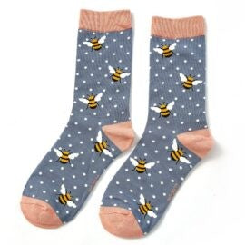 Miss Sparrow Bumble Bee Cornflower Socks