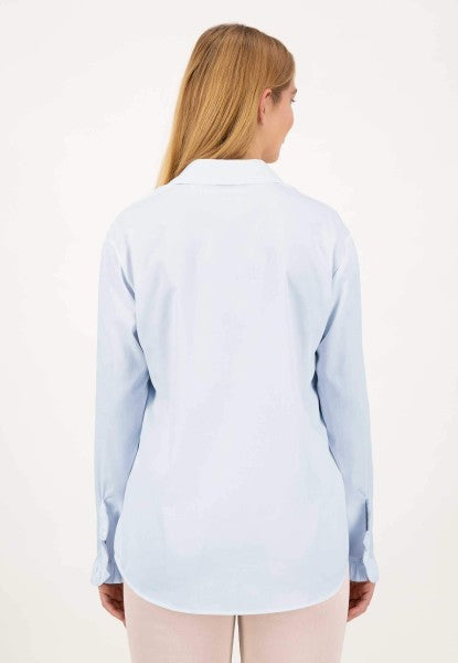 Just White sky Blue Ruffle Detail Blouse