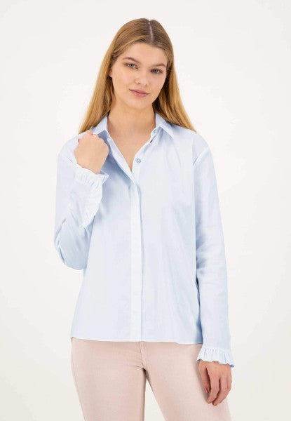 Just White sky Blue Ruffle Detail Blouse