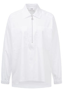 Just White Zip Up Shirt White