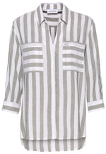 Load image into Gallery viewer, Just White Stripe Shirt Khaki
