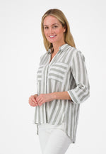 Load image into Gallery viewer, Just White Stripe Shirt Khaki
