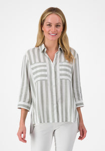 Just White Stripe Shirt Khaki