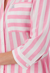 Just White Pink Stripe Blouse
