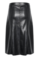 Load image into Gallery viewer, Cream Faux Leather Midi Skirt Black
