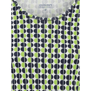 Olsen Dotted Pattern Jersey Top Green