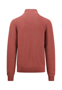 Fynch Hatton Superfine Cotton Half Zip Sweater Red