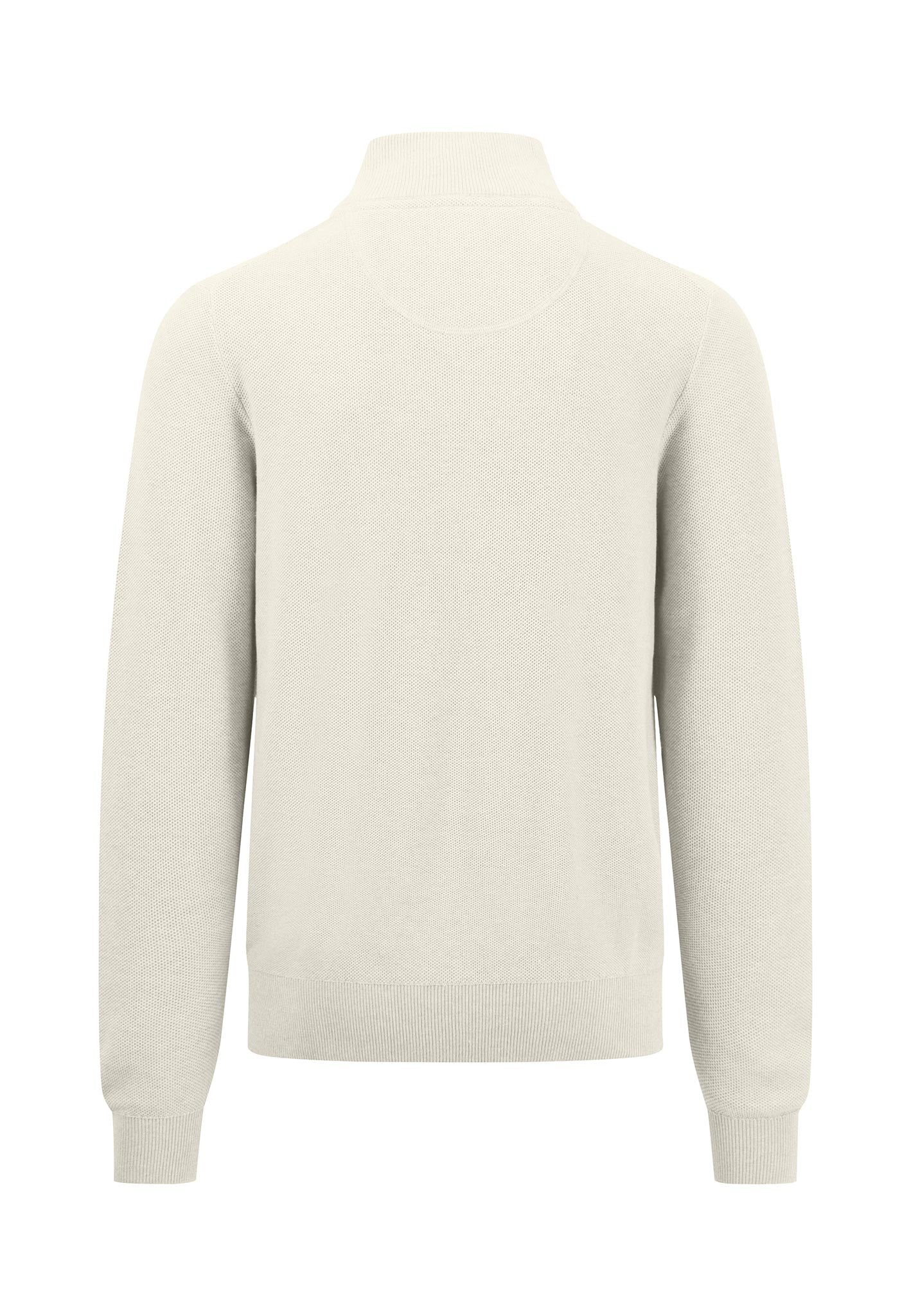 Fynch Hatton Superfine Cotton Half Zip Sweater Off White
