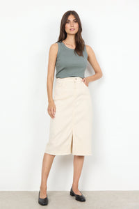 Soya Concept Denim Midi Skirt Cream