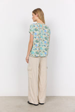 Load image into Gallery viewer, Soya Concpet Floral T-shirt -BLUE
