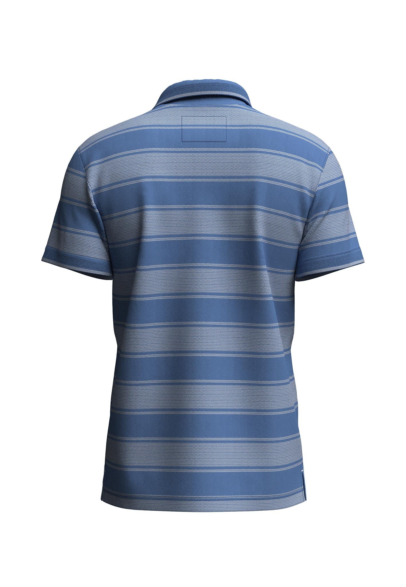 Fynch Hatton Two Tone Wide Stripe Polo Shirt Blue