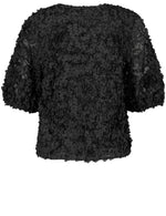 Load image into Gallery viewer, Taifun Lace Floral T-Shirt Black
