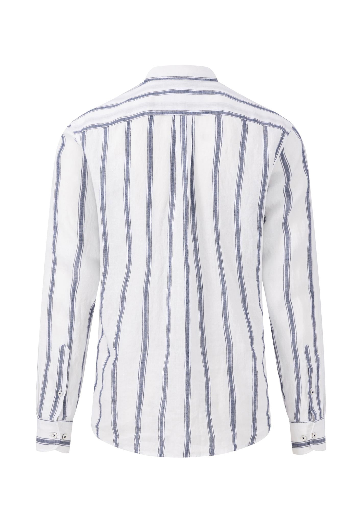 Fynch Hatton Pure Linen Shirt White Navy Stripe