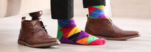 Man wearing colorful socks