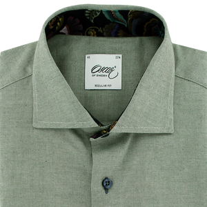 Oscar of Sweden Regular Fit Brushed Cotton Shirt Green